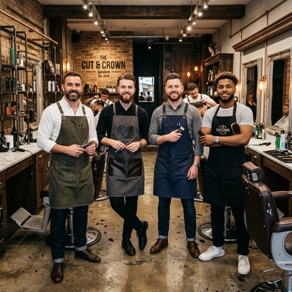 Professional barbers in their shop
